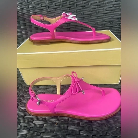 Michael Kors Shoes,Michael Kors Sandals,Michael Kors Pink T-Strap Sandals - Picture 1 of 11